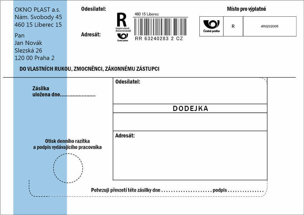 dodejka - česká pošta